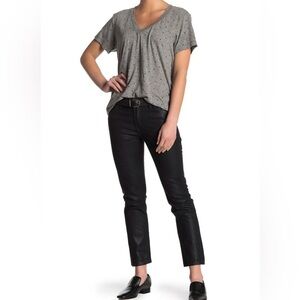 Current/Elliott Cropped Black Coated Straight Leg Jeans 27